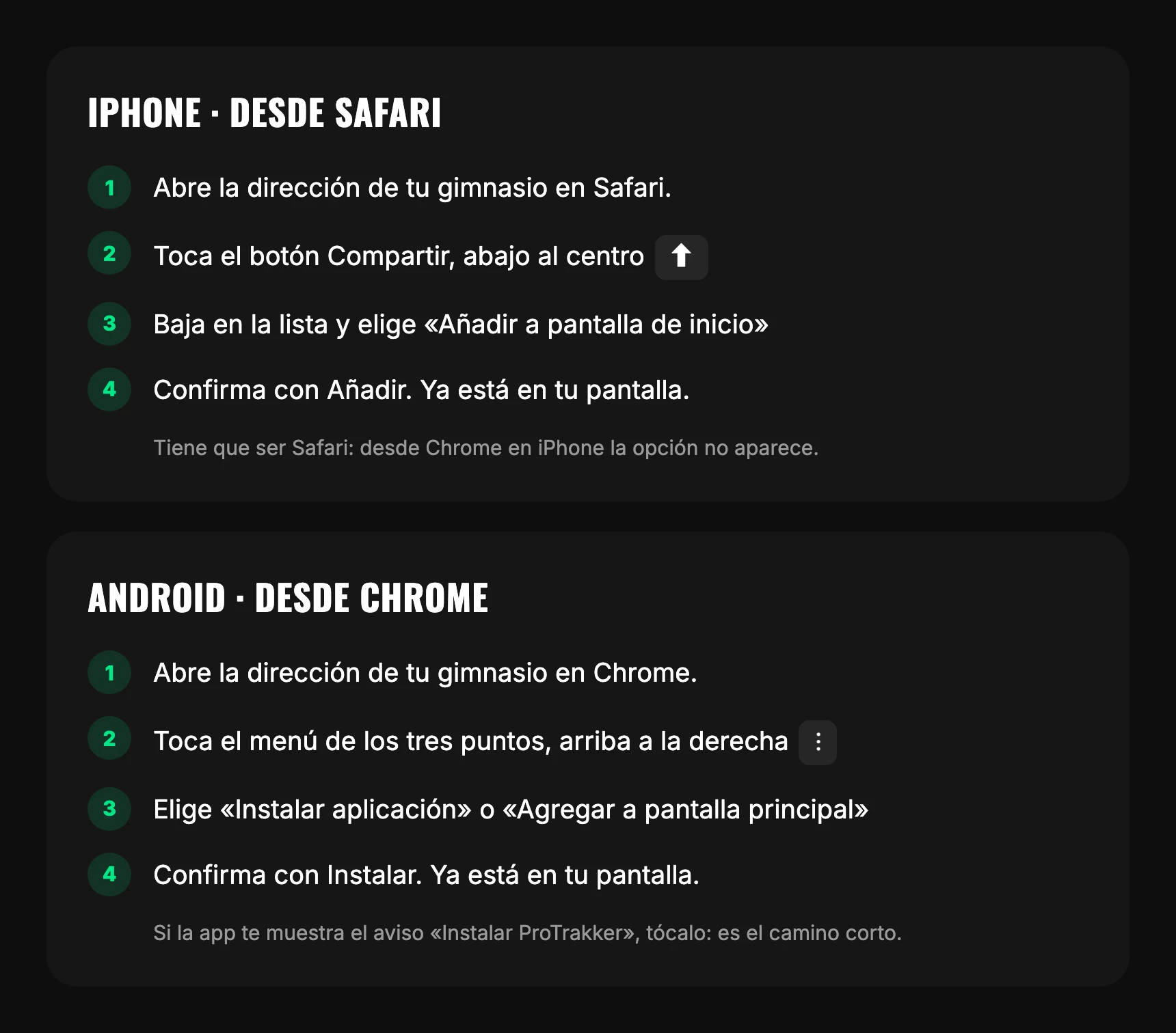Los pasos para instalarla en iPhone desde Safari y en Android desde Chrome