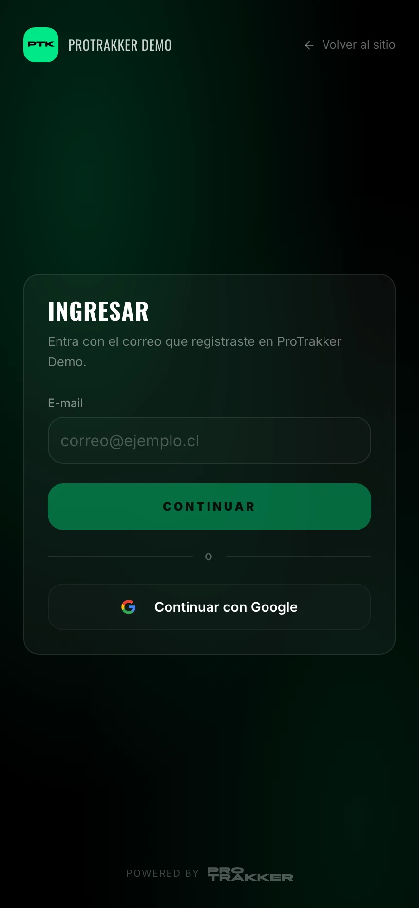 La pantalla para entrar: tu correo y tu contraseña
