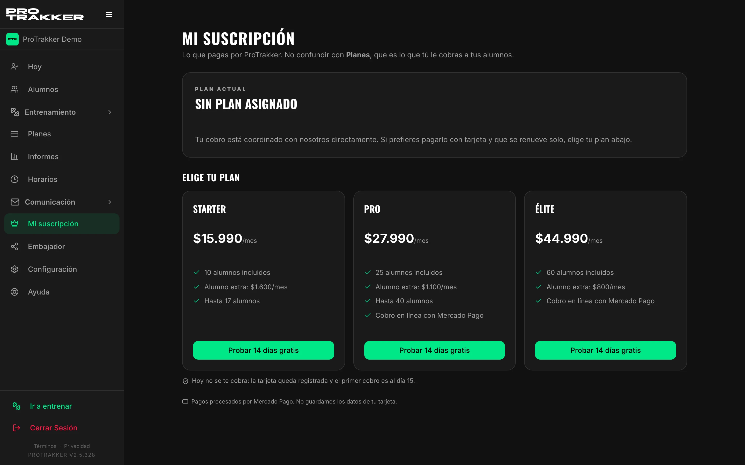 Tu suscripción a ProTrakker y su historial de pagos
