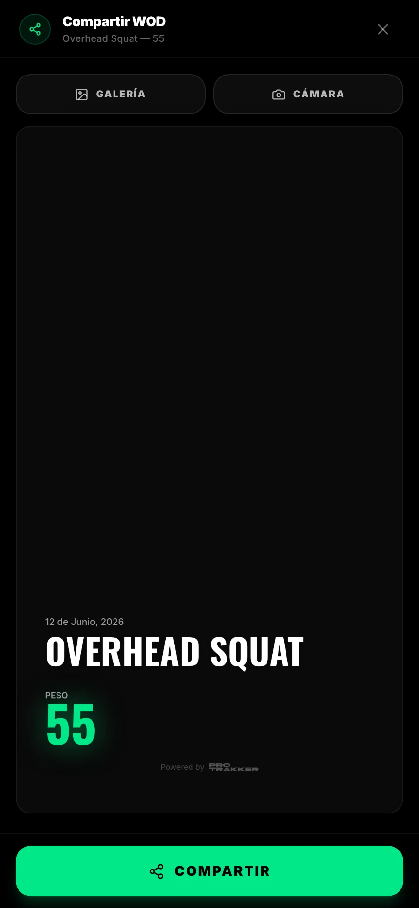 El alumno comparte su último WOD desde su pantalla de inicio