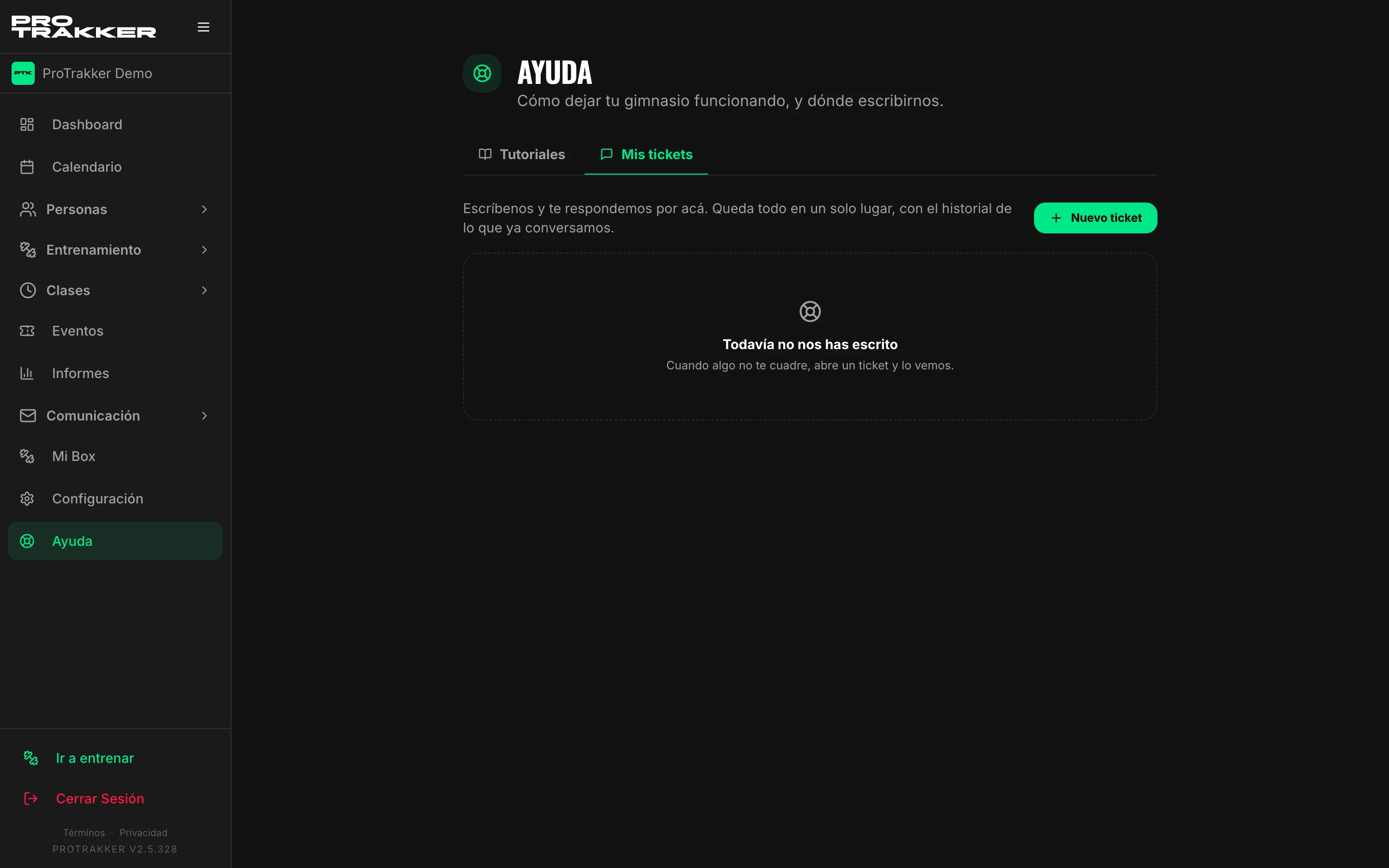 La pestaña Mis tickets, con el historial de lo conversado